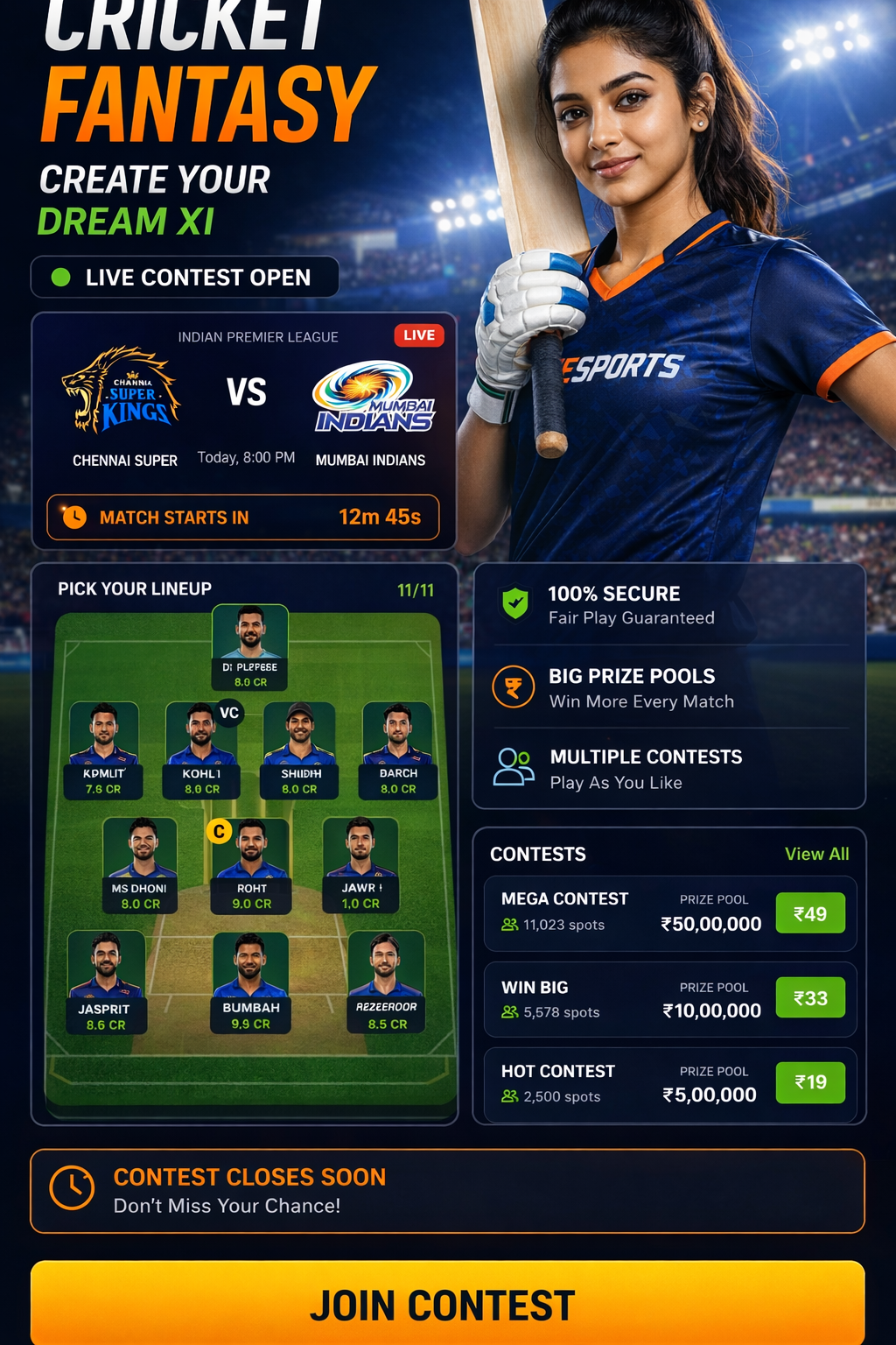 Come Cric Zone cricket matchday visual