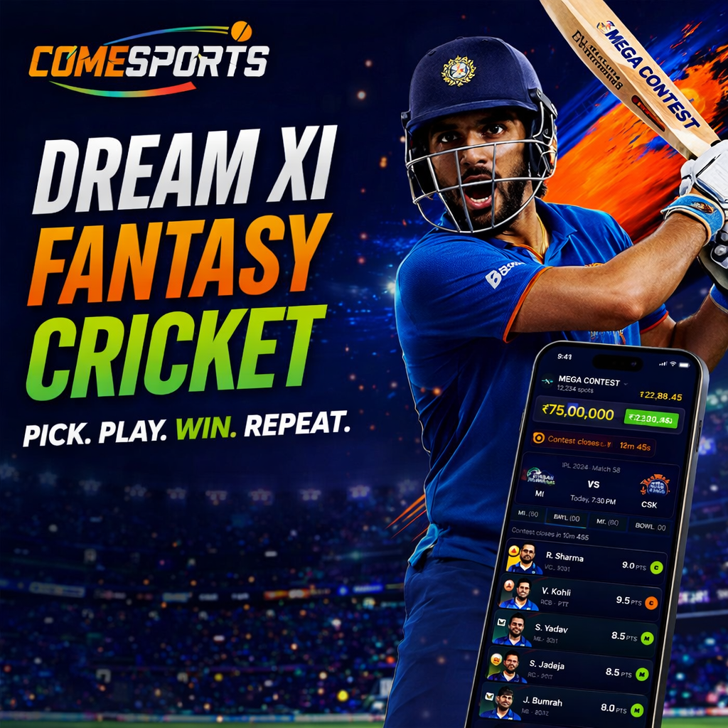 Come Cric Zone Dream XI fantasy cricket ad visual