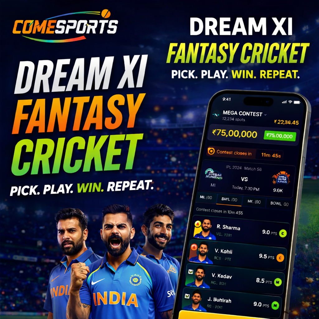 Come Cric Zone fantasy cricket challenge visual